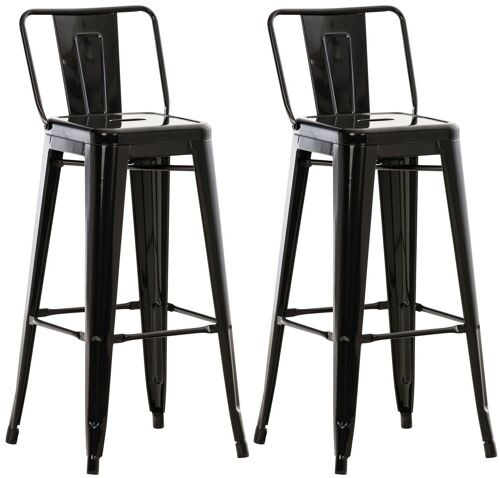 Lot de 2 tabourets de bar industriel en métal avec repose-pied couleur noir TDB10141