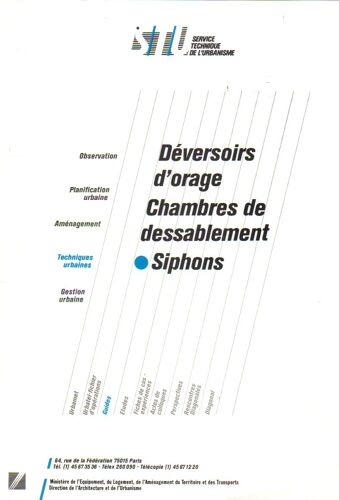 Deversoirs D'orage Chambres De Dessablement Siphons / Stu