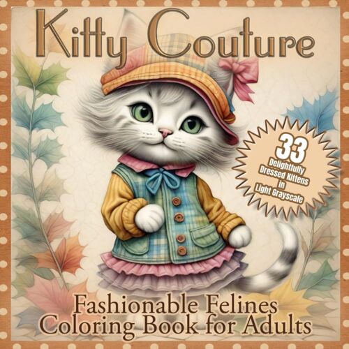 Kitty Couture - Fashionable Felines Coloring Book For Adults: Dive Into Fashion With 33 Delightfully Dressed Kittens In Light Grayscale, Featuring Eclectic & Distinctive Styles