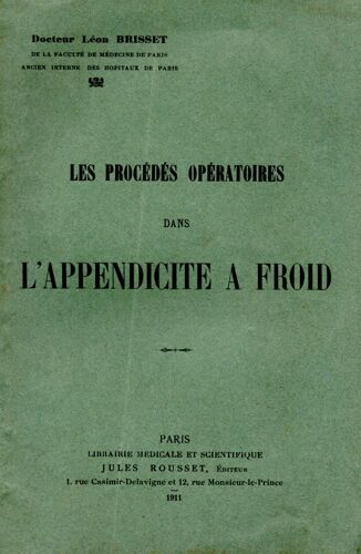 Les Procédés Opératoires Dans L'appendice À Froid