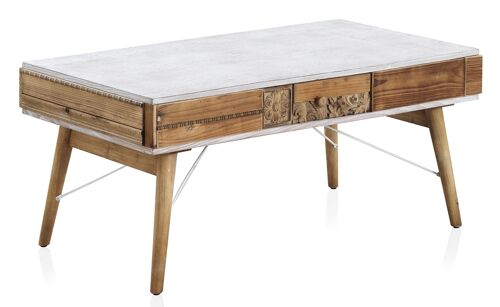 Table Basse Blanche Façade En Bois Naturel Récupéré
