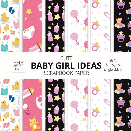 Cute Baby Girl Ideas Scrapbook Paper 8x8 Designer Baby Shower Scrapbook Paper Ideas For Decorative Art, Diy Projects, Homemade Crafts, Cool Nursery Decor Ideas