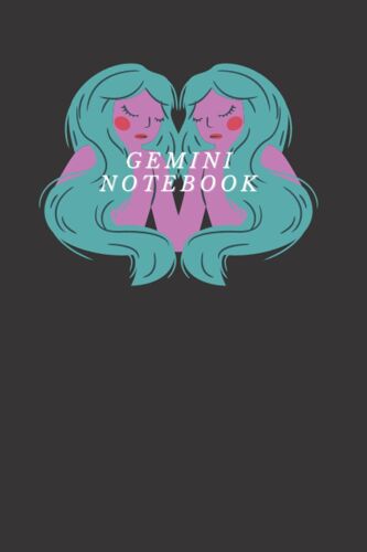 Black Gemini Zodiac Notebook: 6x9 120-Pages Journal, For School, Thoughts, Reflections And To-Do Lists: Gemini Zodiac Sign Black Journal