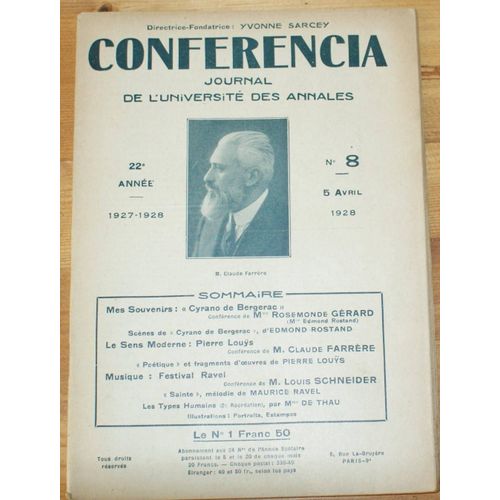 Conferencia 22e Année - 1927-1928 - N°8 Du 5 Avril 1928