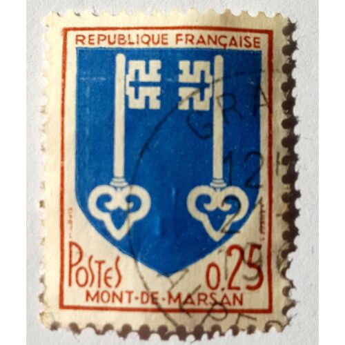Timbre France - Yt 1469 - 0,25f - 1966 - Armoiries Des Villes De France, Mont-De-Marsan