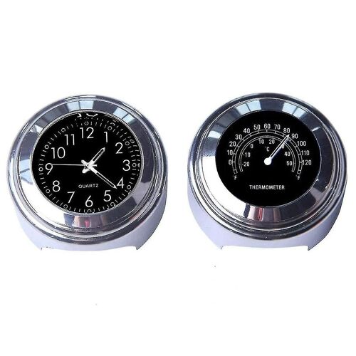 Moto Quartz Horloge Et Thermomètre 7/8inch Imperméable À L'eau Guidon De Vélo Montre Aluminium Unive 2pcs 