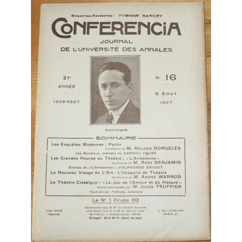 Conferencia 21e Année - 1926-1927 - N°16 Du 5 Aout 1927