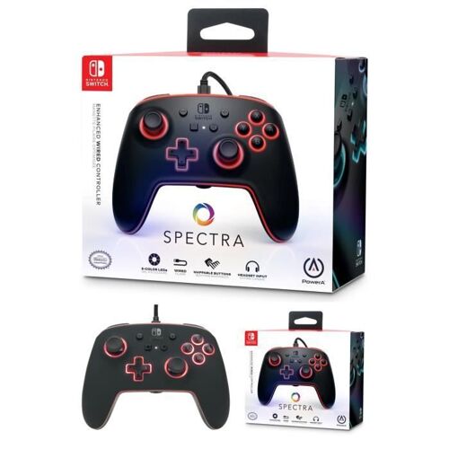 Manette de jeu - Nintendo - SPECTRA - Filaire - LED RGB - Compatible Nintendo Switch