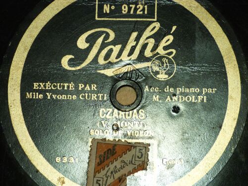 Vinyle 78 Tours : Solo De Violon Par Y Curti