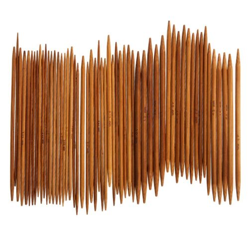 Aiguilles À Tricoter En Bambou Carbonisé À Double Pointe, 11 Tailles, 5 ''13cm, 55 Pièces, Portable, Outils De Couture Pour La Maison, Accessoires