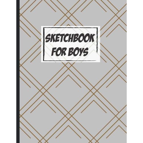 Sketchbook For Boys: Large Blank Sketchbook For Boys For Drawing, Sketching & Crayon Coloring (Kids Drawing Books) - Cute Silver Geometric Pattern