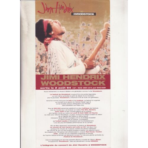 Jimi Hendrix Argumentaire Presse Jimi Hendrix Woodstock