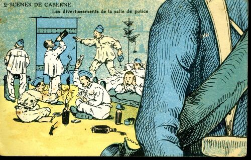Carte Postale De Scènes De Caserne - Les Divertissements De La Salle De Police