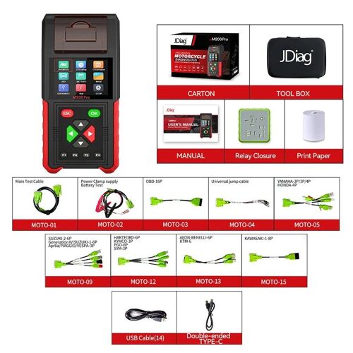Jdiag M200 Pro Scanner Portable Standard Pour Motos Testeur De Batterie Pour Motos