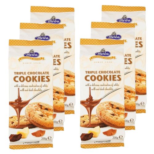 Lot 6x Cookies Triple Chocolat - Paquet 200g