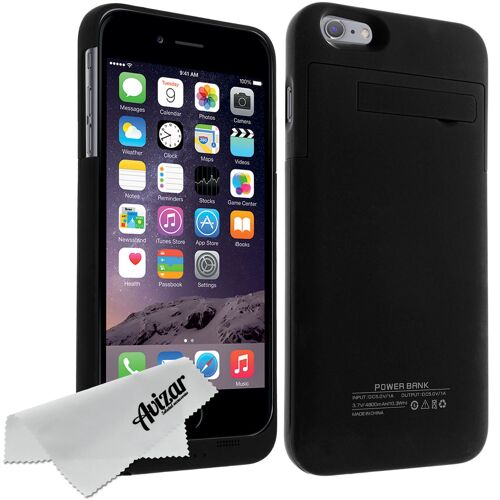 Coque Batterie Externe Rechargeable pour Apple iPhone 6 Plus - 4800mAh noir + Chiffonnette Avizar