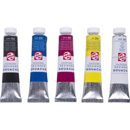Peinture Gouache - Extra Fine - 5 Couleurs Basiques - Tubes De 20ml - Talens