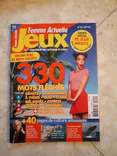 Femme Actuelle Jeux N°221 Août 2023. 330 Mots Fléchés +40 Pages De Culture Amusante