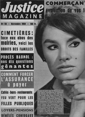 Justice Magazine N°59 Du 01/11/1959. Cimetières: Abus Des Mairies. Procès Baumol. Feu Vert Pour Les Filles Publiques... 59 