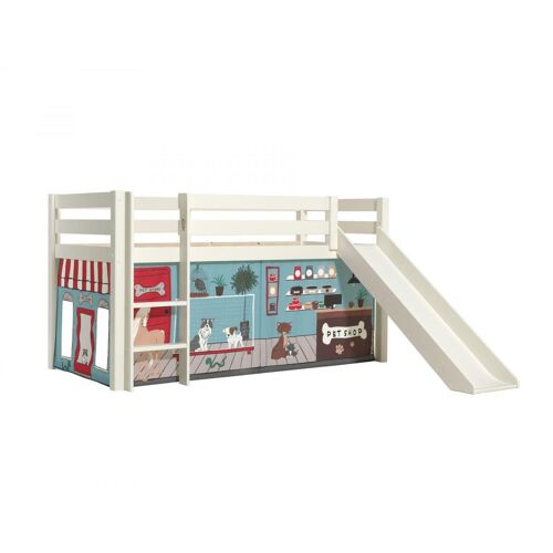 Vipack Pino Lit Mezzanine Avec Toboggan + Rideau De Lit Animalerie