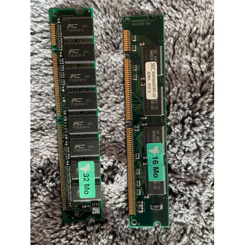 Lot de 2 barrettes mémoire (16 MO + 32 MO).