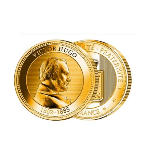 Pièce Commémorative De L'histoire De France "Victor Hugo" Dorée Or Fin 24 Carats