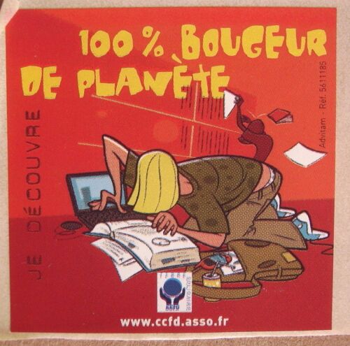 Autocollant (Ancien) " 100 % Bougeur De Planète " - " Je Découvre " - C.C.F.D 