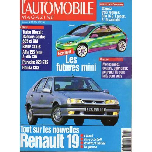 L'automobile Magazine 551-5/1992-Renault-Alfa-Peugeot-Porsche-Citroën-Bmw-Honda-Bugatti-Cadillac-Etc