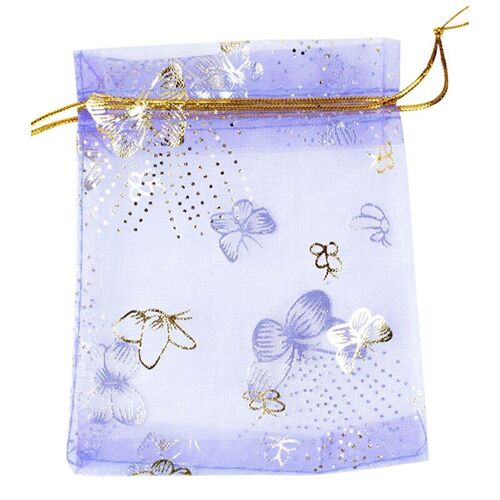 Sacs À Cordon, 100 Pièces/Lot, 10x12cm, Papillon Violet, Emballage De Bonbons De Mariage, Bijoux, Sacs En Organza, Sacs Cadeaux De Fête