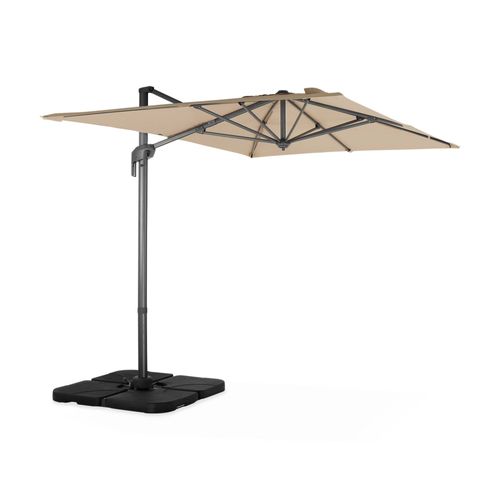 Parasol Déporté Rectangulaire 2x3m - Antibes - Beige - Parasol Excentré Inclinable. Rabattable Et
