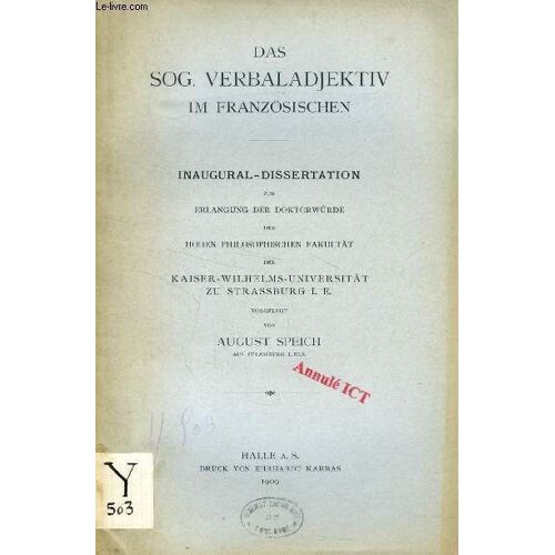 Das Sog. Verbaladjektiv Im Französischen (Inaugural-Dissertation)