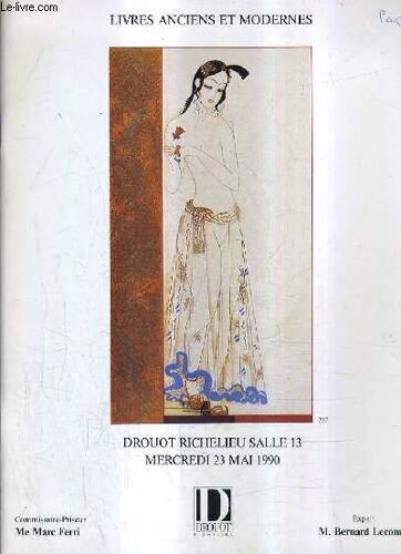 Catalogue De Ventes Aux Encheres - Livres Anciens Et Modernes - Drouot Richelieu Salle 13 - 23 Mai 1990.
