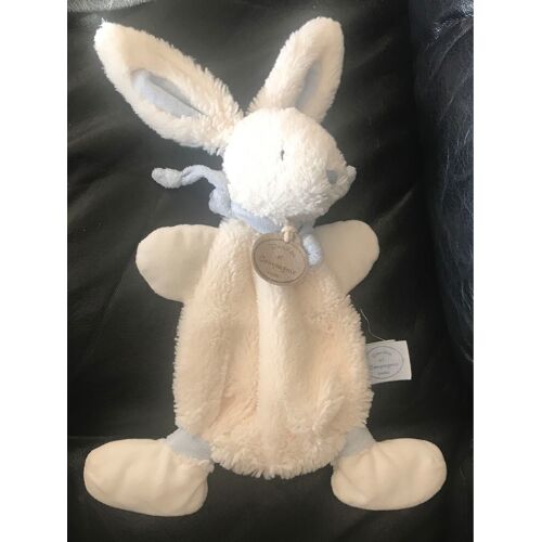 Doudou Et Compagnie Lapin Bonbon Doudou Plat Bleu Blanc 30cm