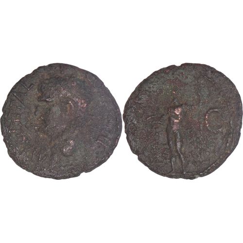 Rome - Agrippa - As - 37-48 Ad - Neptune Nu Debout À Gauche, Le Manteau Sur Les Épaules, Tenant Un Petit Dauphin De La Main Droite Et Un Trident Vertical De La Main Gauche - A196
