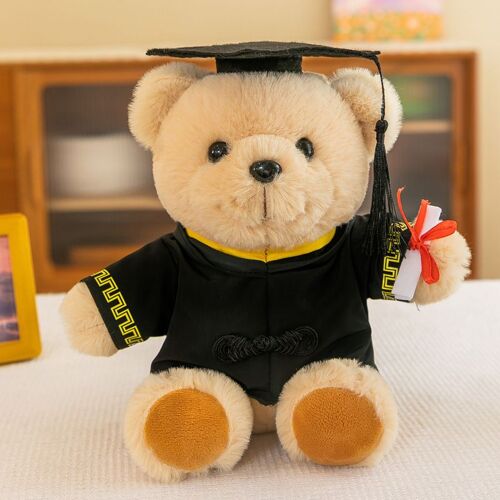 Ours De Graduation En Peluche De 25 Cm Avec Chapeau Cadeau De Félicitation Pour L'obtention Du Diplôme Pour Son Animal En Peluche Poupée En Peluche Jouet Doux Fille Garçon Cadeau Lycée Cadeau D'univer