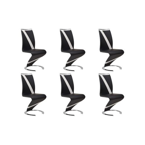 Lot De 6 Chaises Twizy - Simili Noir & Blanc