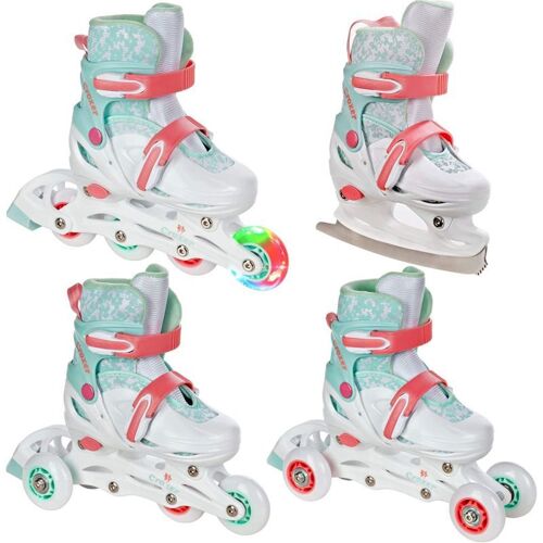 Roller En Ligne Inez Du 34 Au 37 + Patin A Glace Enfant Mixte Taille Ajustable Croxer