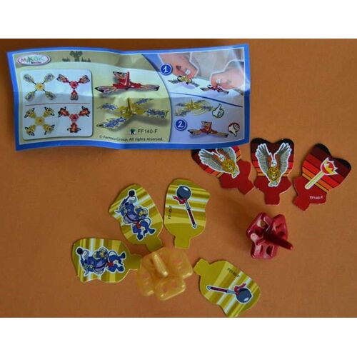 Ff140 F  Ff 140f 2 Toupies Jaune Et Rouge Avec Bpz Kinder Surprise 2014 2015