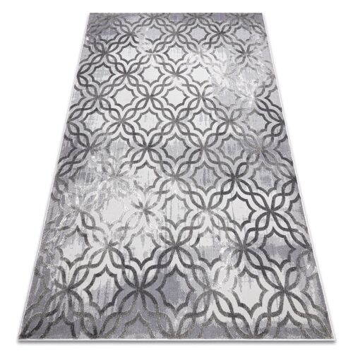 240x330 Cm Tapis Noble Moderne 1532 45 Vintage, Treillis Marocain - Structural Deux Niveaux De Molleton Gris