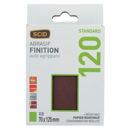 Patin auto-agrippant SCID - Grain 120 - Dimensions 70 x 125 mm - Vendu par 8