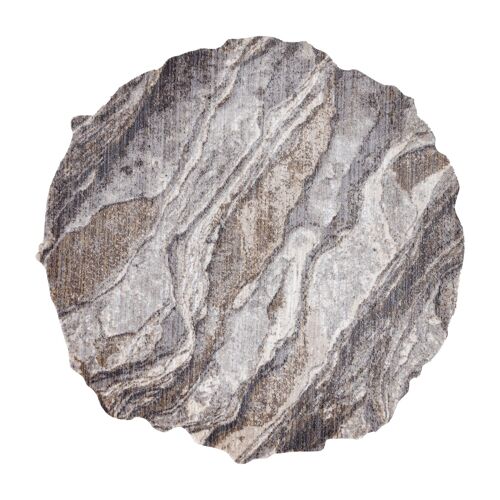 195x195 Cm Tapis Tine 75313c Roche, Calcul - Moderne, Forme Irrégulière Gris Foncé / Gris Clair