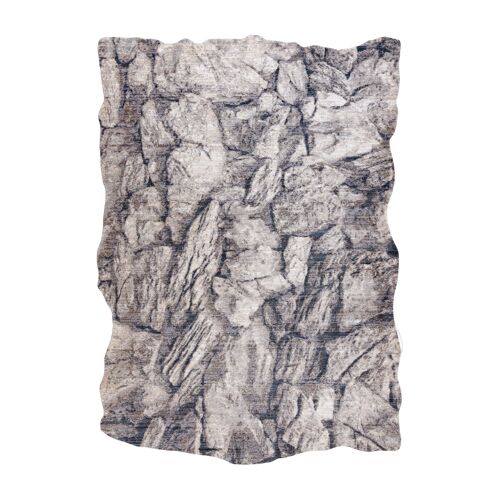 195x290 Cm Tapis Tine 75417a Roche, Calcul - Moderne, Forme Irrégulière Crème / Gris