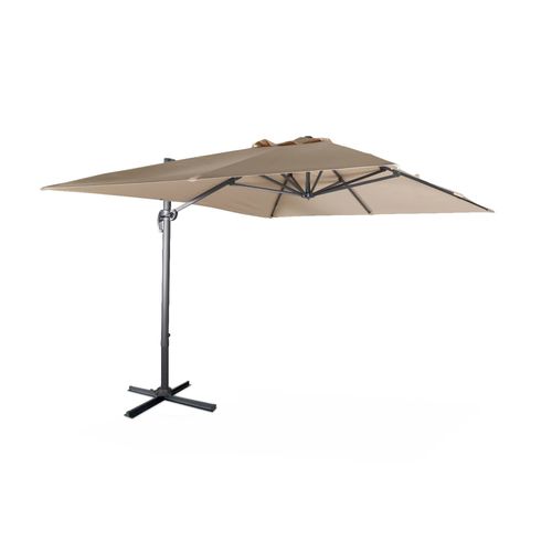 Parasol Déporté Rectangulaire 3x4m - Wimereux- Beige - Parasol Excentré Inclinable Et Rotatif A
