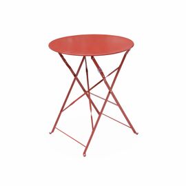 Table De Jardin Bistrot Pliable - Emilia Terra Cotta - Table Ronde Ø60 Cm En Acier Thermolaqué