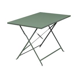 Table De Jardin Bistrot Pliable - Emilia Rectangle Vert De Gris- Table Rectangle 110x70 Cm En Acier
