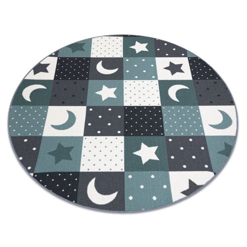 Cercle 100 Cm Tapis Pour Enfants Stars Cercle Étoiles Turquoise / Gris