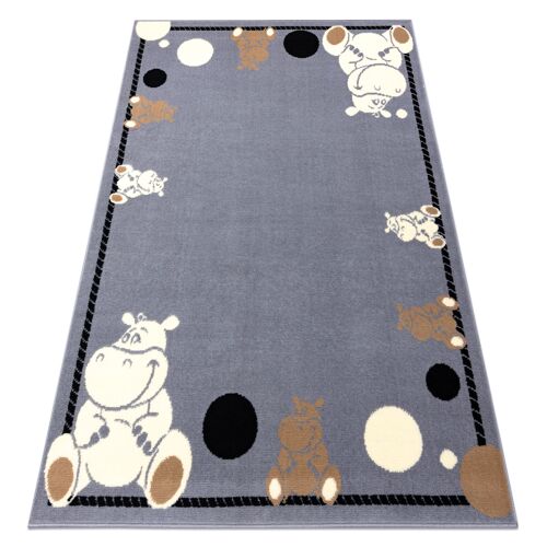 160x220 Cm Tapis Bcf Flash Hippo 3993 - Hippopotame Gris
