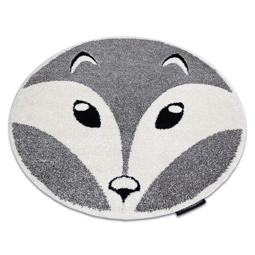 Cercle 160 Cm Tapis Enfant Moderne Joy Cercle Fox, Renard Pour Enfants - Structurel Deux Niveaux De Polaire Gris / Crème
