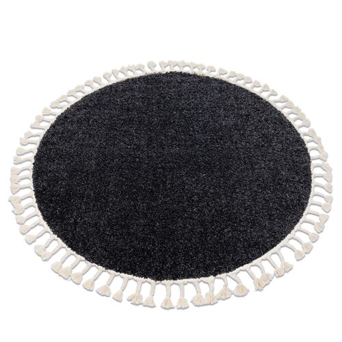 Cercle 120 Cm Tapis Berber 9000 Cercle Gris Franges Berbère Marocain Shaggy