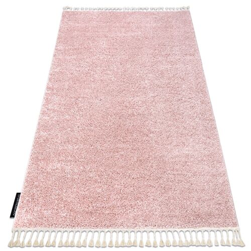 160x220 Cm Tapis Berber 9000 Rose Franges Berbère Marocain Shaggy